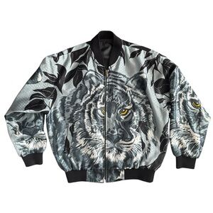 Vintage 90s Baroque Tiger Reversible Bomber Jacket Oversized Unisex L